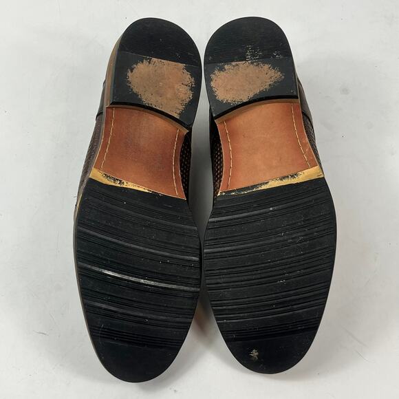 Saks Fifth Avenue Brown Leather Perforated Derby Shoe Mens 7.5 Lace Up 1.25 Heel main image 10